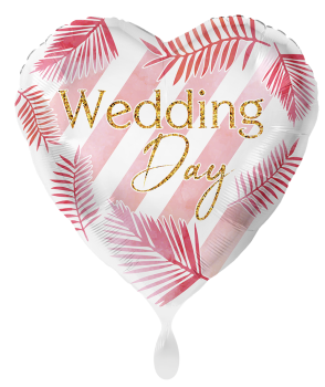 Folienballon - Wedding Day, rosa Gräser - ø 43cm